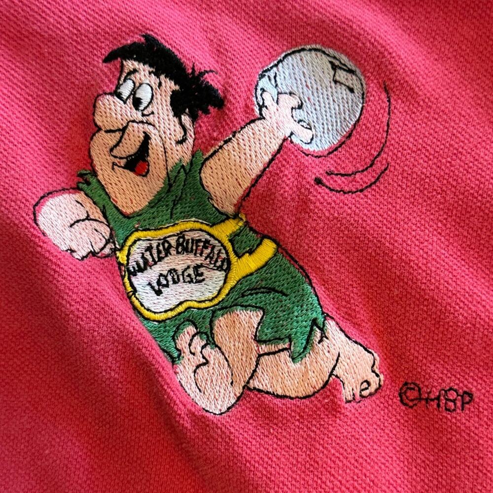 Toon Time Mens Large Polo Style Watermelon Pink Fred Flinstone Shirt